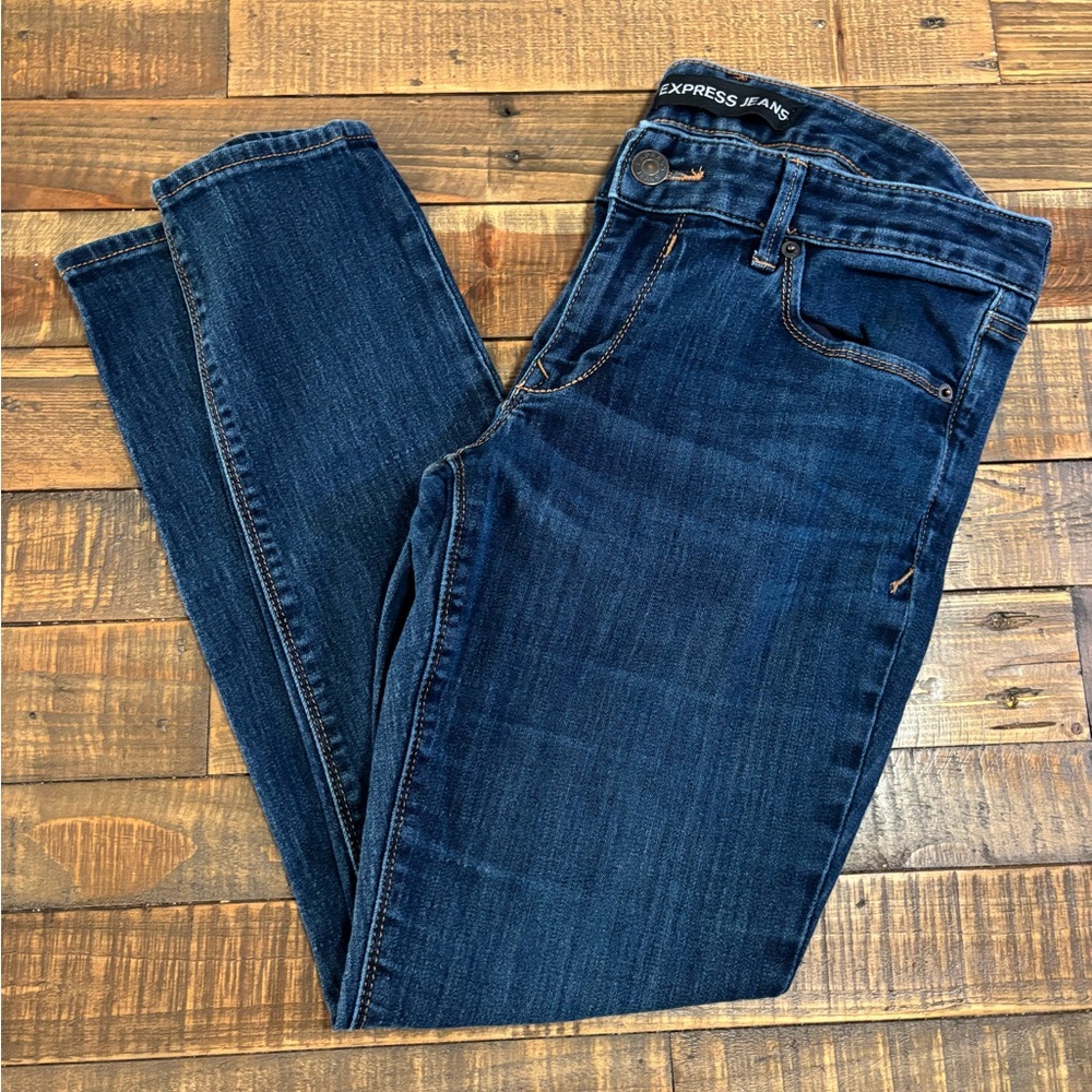 Express Women's Skinny Jeans - Dark Blue